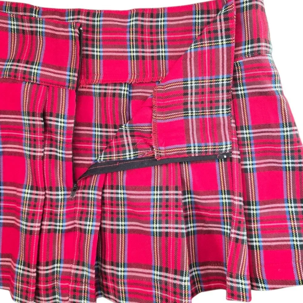 Hot Topic Red Plaid Mini Skater Skirt - L